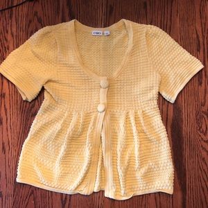 Pastel yellow shirt sleeve sweater top